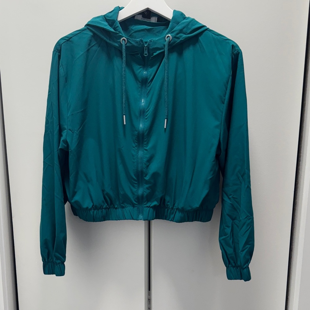 Forever 21 Teal Women's Hooded Crop Jacket